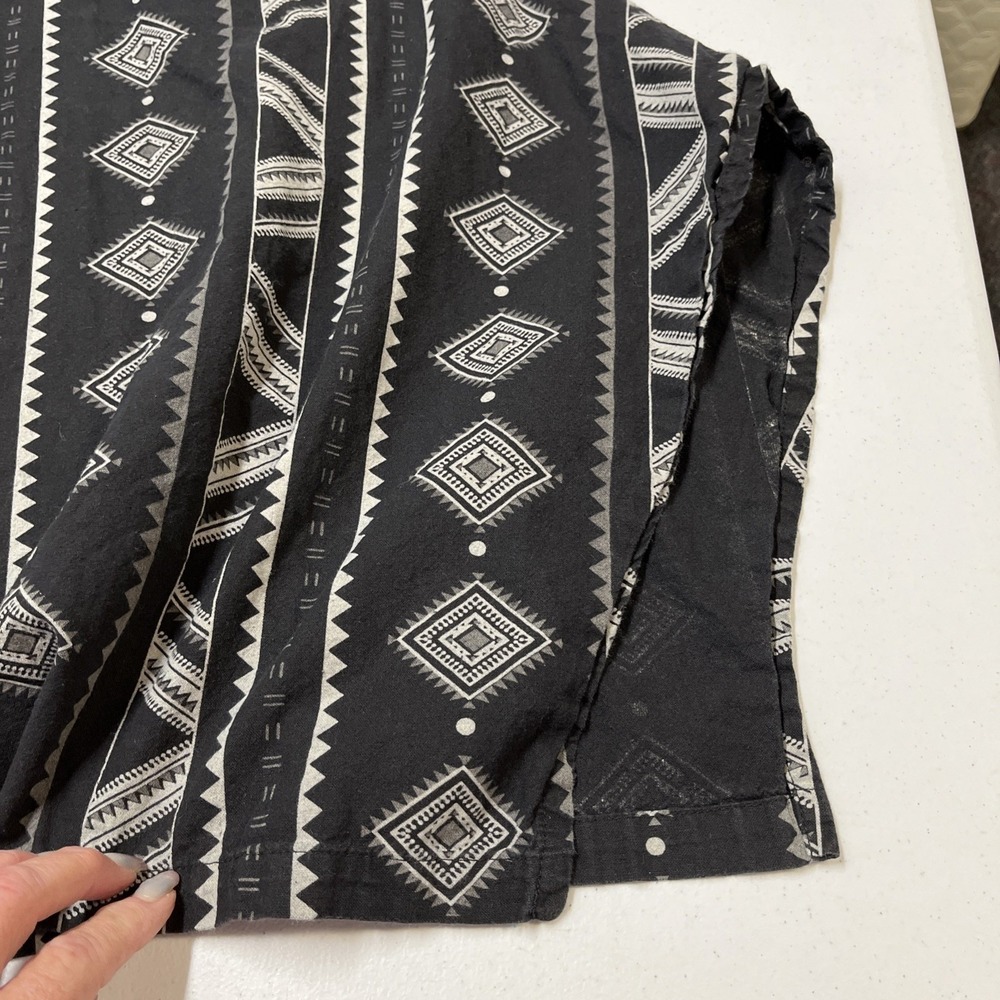 Harem Pants Black Aztec Print Wide Split Let Cropped Boho Hippie Festival Indie - Picture 3 of 14